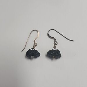 Black Car Earrings Dangle Drop Womens Jewelry with Sterling Silver 925 Hooks